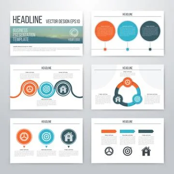 Infographics presentation template flat design Stock Illustration
