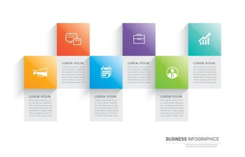 Infographics rectangle paper index with 6 data template. Vector illustration  스톡 일러스트