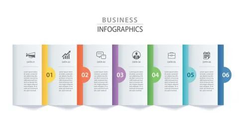 Infographics rectangle paper index with 6 data template. Vector illustration  Stockillustratie