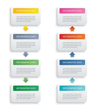 Infographics rectangle paper index with 8 data template. Vector illustration  스톡 일러스트