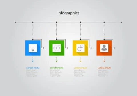 Infographics rectangular of 4 elements , presentation timeline template イラスト素材