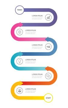 Infographics road timeline with 6 data template. Vector illustration abstract Illustrazione stock