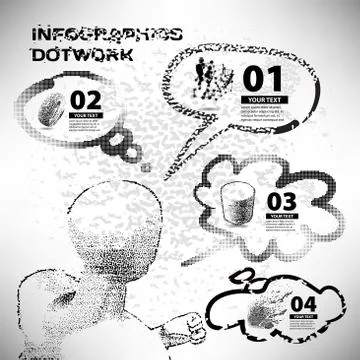 Infographics set style dotwork on the topic of business career Stock Illustration