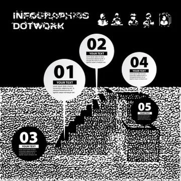 Infographics set style dotwork on the topic of business career Illustrazione stock