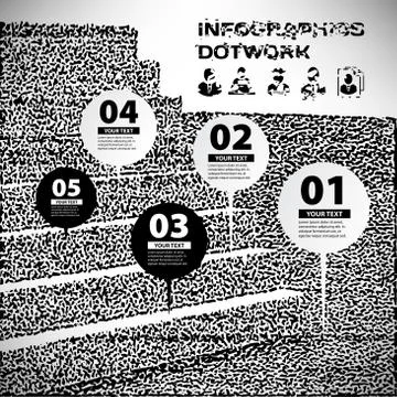 Infographics set style dotwork on the topic of business career Stock Illustration