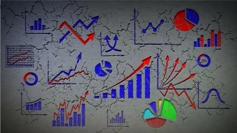 Infographics shattered on the wall Stock Illustration