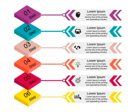 Infographics on six steps Stock Illustration