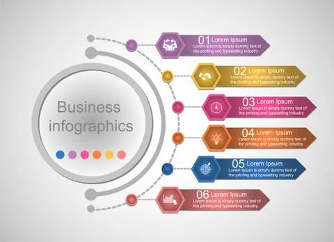Infographics on six steps Illustrazione stock