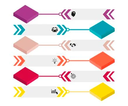 Infographics on six steps for text Stock Illustration