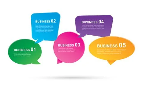 Infographics with speech bubbles for text inside template. Can be used for wo Stock Illustration