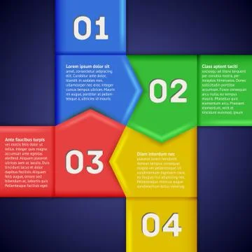 Infographics with square of numbered pointers Stock Illustration