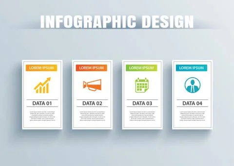 Infographics square paper with 4 data template. Vector illustration abstract  Stock Illustration