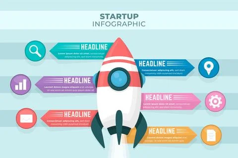 Infographics startup concept Illustrazione stock