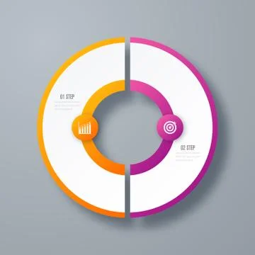 Infographics template 2 options with circle Illustrazione stock