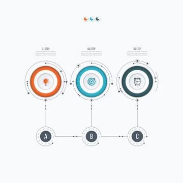 Infographics template 3 options with circle Stock Illustration