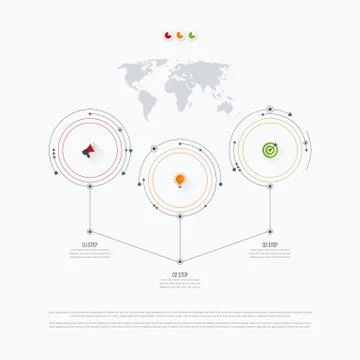 Infographics template 3 options with circle Illustrazione stock