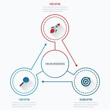 Infographics template 3 options with circle Illustrazione stock