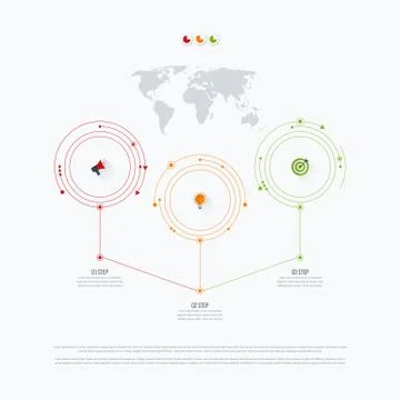 Infographics template 3 options with circle Stock Illustration