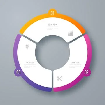 Infographics template 3 options with circle Illustrazione stock