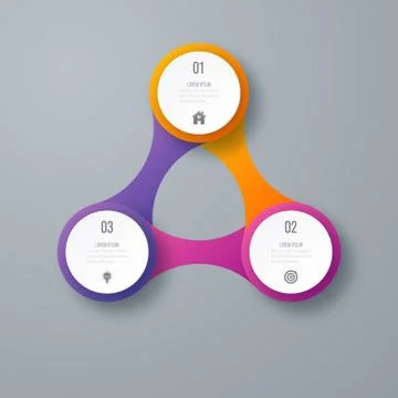 Infographics template 3 options with circle Stock Illustration