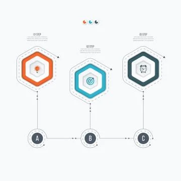 Infographics template 3 options with hexagon Stock-Illustration