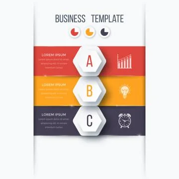 Infographics template 3 options with hexagon Stock Illustration