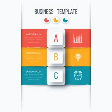 Infographics template 3 options with square Illustrazione stock