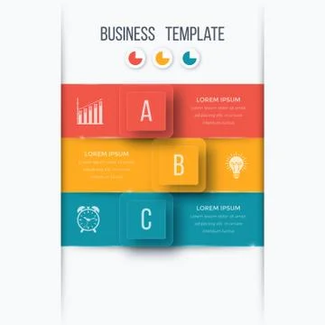 Infographics template 3 options with square Illustrazione stock