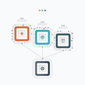 Infographics template 3 options with square Stock Illustration