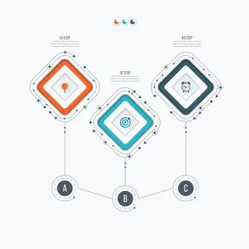 Infographics template 3 options with square Stock Illustration