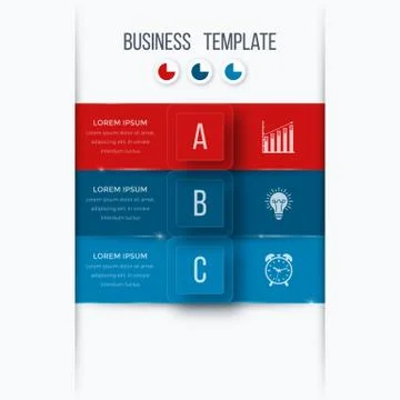 Infographics template 3 options with square Stock Illustration