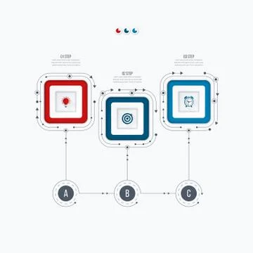 Infographics template 3 options with square Stock Illustration