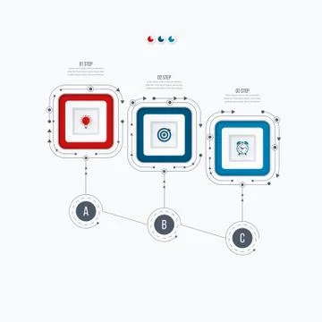 Infographics template 3 options with square Stock Illustration