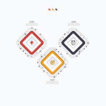 Infographics template 3 options with square Stock Illustration