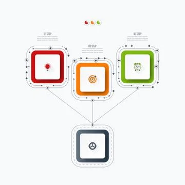 Infographics template 3 options with square Stock Illustration