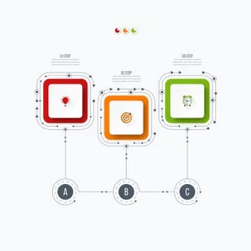 Infographics template 3 options with square Illustrazione stock