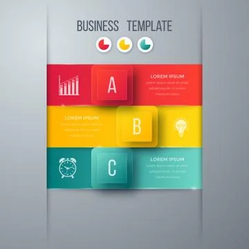 Infographics template 3 options with square Illustrazione stock