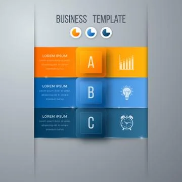 Infographics template 3 options with square Stock Illustration