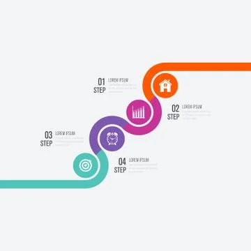 Infographics template 4 options with circle Stock Illustration
