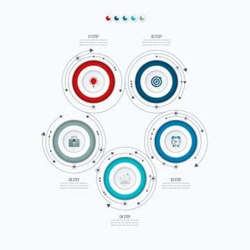Infographics template 5 options with circle イラスト素材
