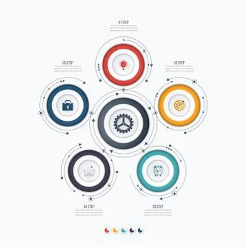 Infographics template 5 options with circle 스톡 일러스트
