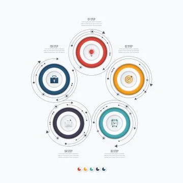 Infographics template 5 options with circle Stock Illustration