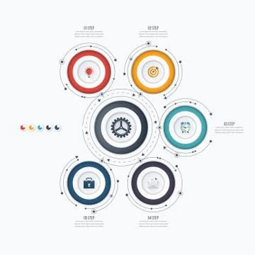 Infographics template 5 options with circle Stock Illustration