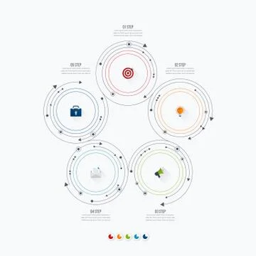 Infographics template 5 options with circle Stock-Illustration