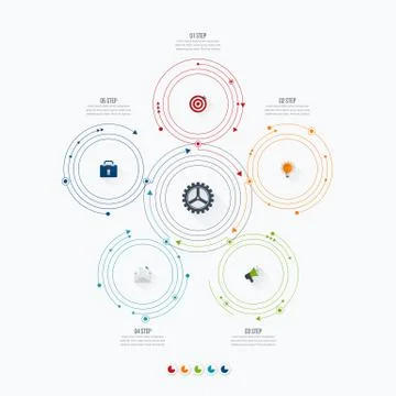Infographics template 5 options with circle 스톡 일러스트