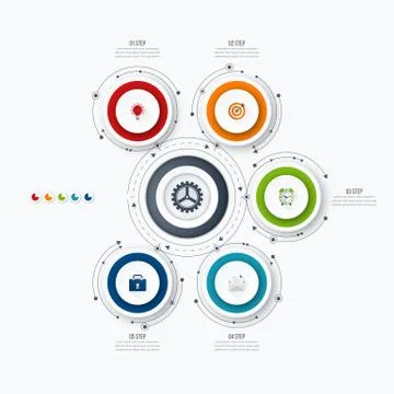 Infographics template 5 options with circle Stock Illustration