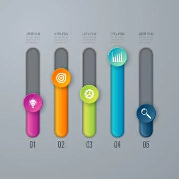 Infographics template 5 options with circle イラスト素材