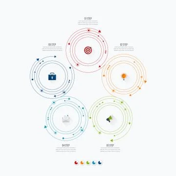 Infographics template 5 options with circle Stock Illustration