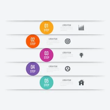 Infographics template 5 options with circle 스톡 일러스트