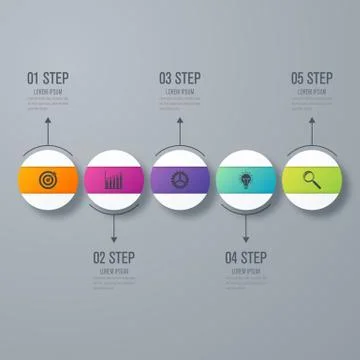 Infographics template 5 options with circle Stock Illustration